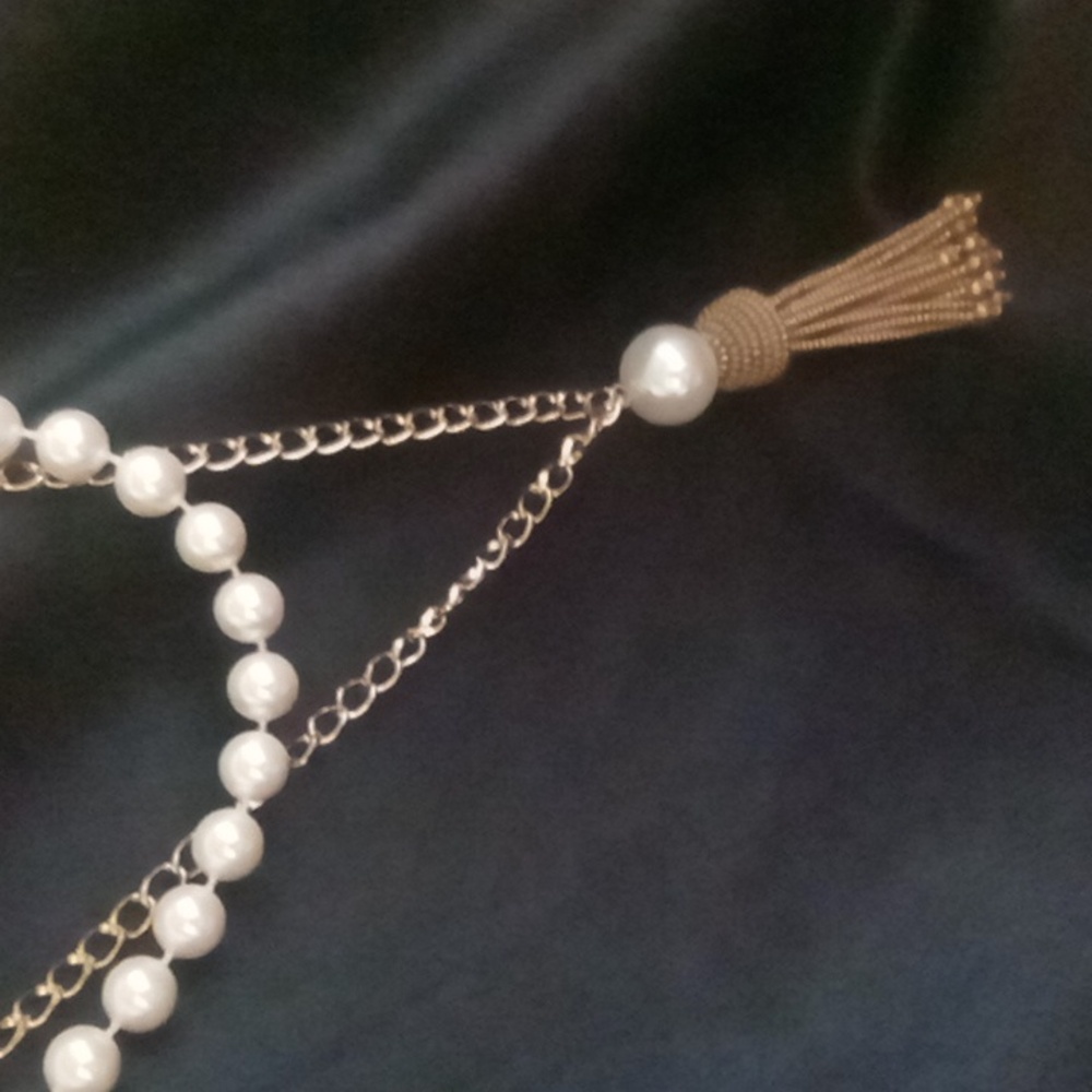 Marleylilly tassel & pearl beaded necklace. 2 necklaces layered nwt - Picture 2 of 8